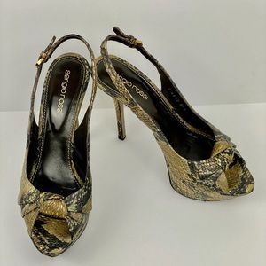 EUC SERGIO ROSSI METALLIC SNAKE PRINT PLATFORMS